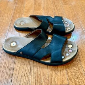 Juil Yuba Leather Grounding Sandals Copper Mens 8 41 Black Earthing Shoes Slides